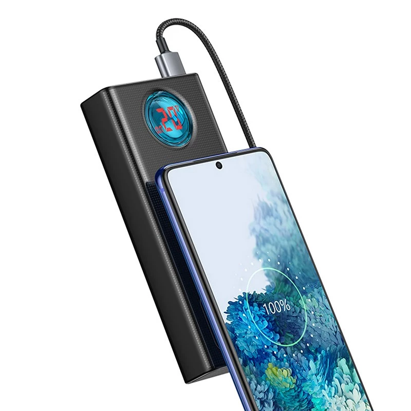 Baseus Amblight varavirtalähde 30000mAh, 4xUSB, USB-C, 65W, musta