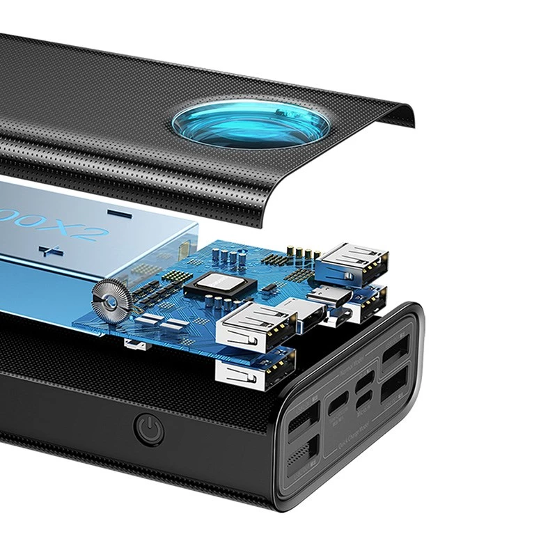 Baseus Amblight varavirtalähde 30000mAh, 4xUSB, USB-C, 65W, musta