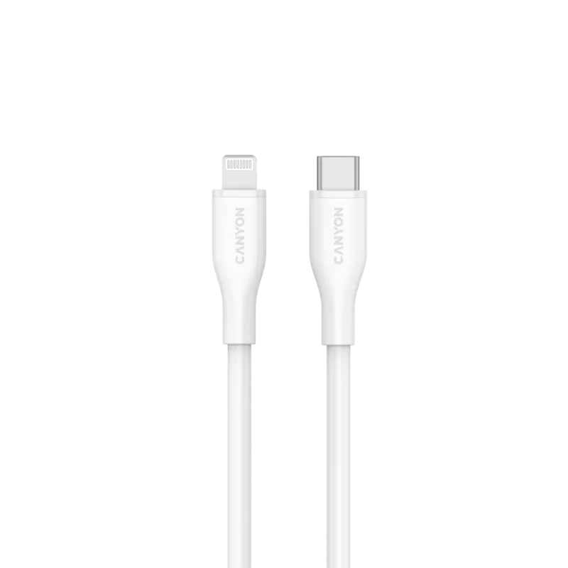 Canyon CLNM60SC10 USB-C - Lightning -kaapeli 1m 60W MFi silikoni valkoinen