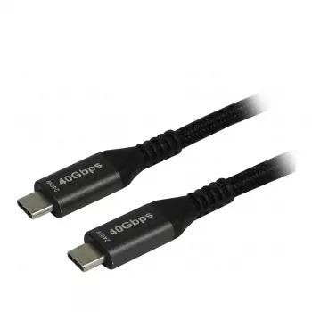 Synergy21 USB4-kaapeli USB-C - USB-C 2,0 m musta punottu 40Gbps 240W Gen 3x2 E-Marker-siru