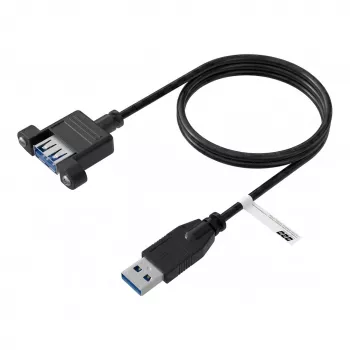 EFB USB 3.0 jatkokaapeli A-A uros–naaras paneeliasennukseen, 0,5m, musta