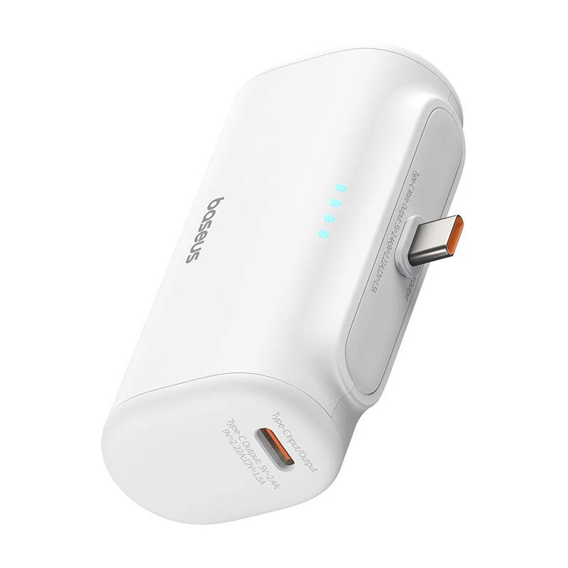 Baseus Compact 5000mAh 20W USB-C varavirtalähde valkoinen