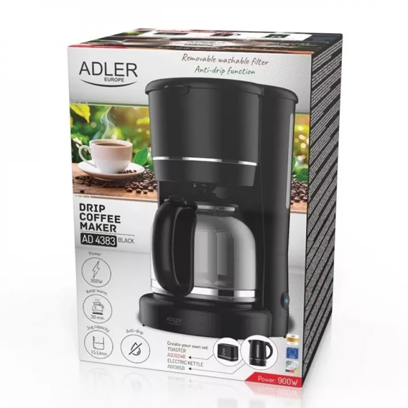 Adler AD 4383 kahvinkeitin 1,5 L, musta