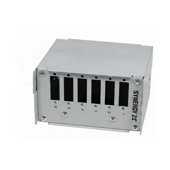 Synergy21 kuitu-patch-paneeli DIN-kiskoon, 6x SC-Duplex/LC-Quad-portit, tyhjä, vaaleanharmaa (RAL 7035)
