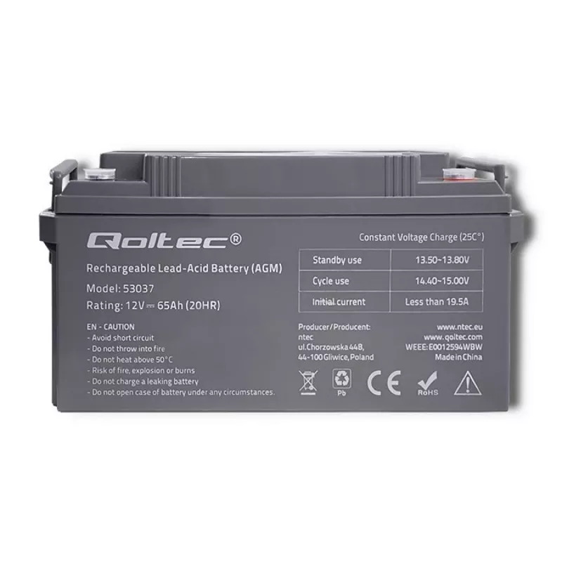 Qoltec 53037 AGM-akku 12V 65Ah max 780A