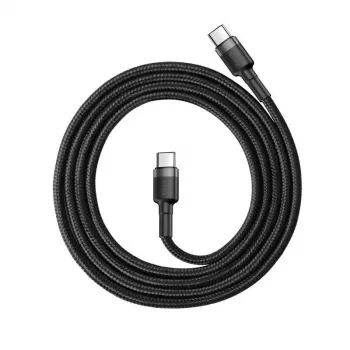 Baseus Cafule USB-C - USB-C -kaapeli PD 2.0 QC 3.0 60W 1 m (musta/harmaa)