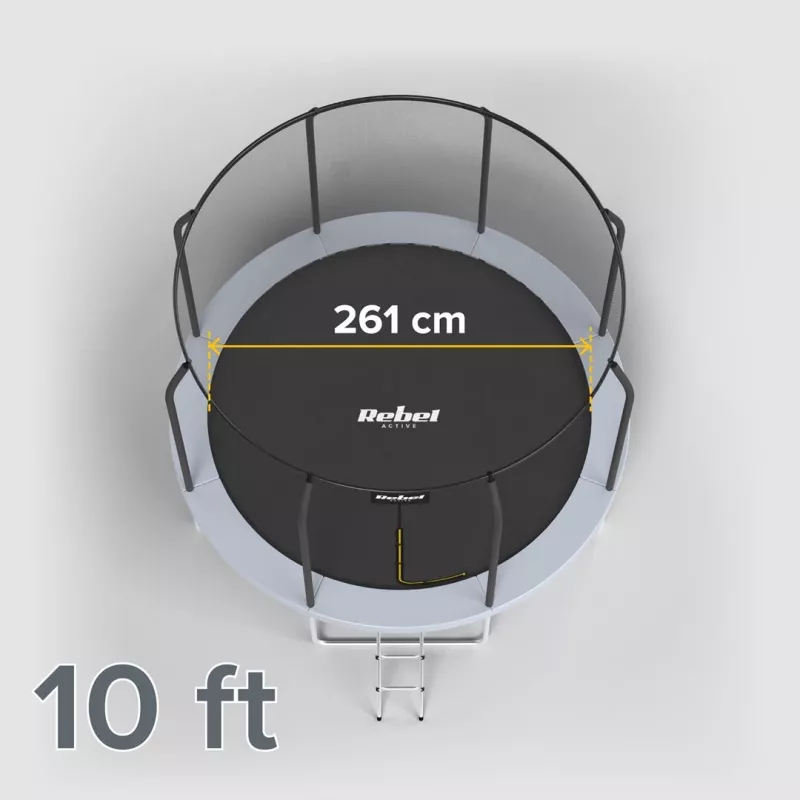 REBEL Active Trampoline PRO 10ft/305 cm turvaverkolla, musta/sininen