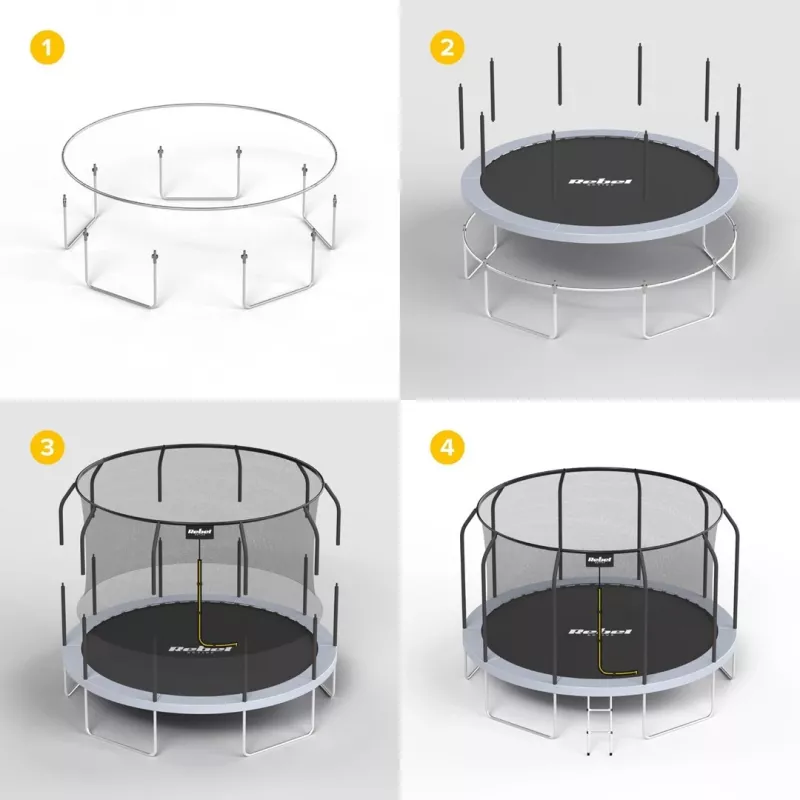 REBEL Active Trampoline PRO 10ft/305 cm turvaverkolla, musta/sininen