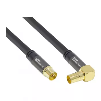 Good Connections SAT-antennikaapeli SmartFLEX, IEC/Coax kulmauros - naaras, kullattu, nelinkertainen suojaus, 120 dB, musta, 2 m