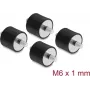 Delock tärinänvaimennin M6 x 1 mm D 25 x H 20 mm 2 x ulkokierteellä 4 kpl musta (60815)