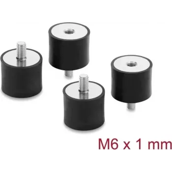 Delock tärinänvaimennin M6 x 1 mm D 25 x H 20 mm sisä- ja ulkokierteellä 4 kpl musta