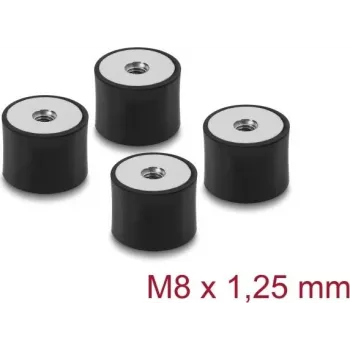 Delock tärinänvaimennin M8 x 1,25 mm D 30 x H 20 mm 2x sisäkierteellä 4 kpl musta (60827)