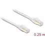 Delock RJ45 litteä verkkokaapeli Cat.8.1 U/FTP 40 Gbit/s asti 0,25 m valkoinen (81023)