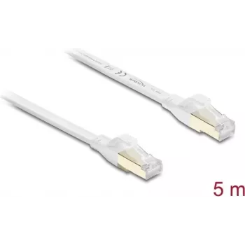 Delock RJ45 litteä verkkokaapeli Cat.8.1 U/FTP 40 Gbit/s asti 5 m valkoinen (81028)