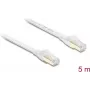 Delock RJ45 litteä verkkokaapeli Cat.8.1 U/FTP 40 Gbit/s asti 5 m valkoinen (81028)