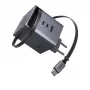 UGREEN X616 GaN-laturi 100W 2x USB-C 1x USB-A 1x sisäänvedettävä USB-C-kaapeli (65828)