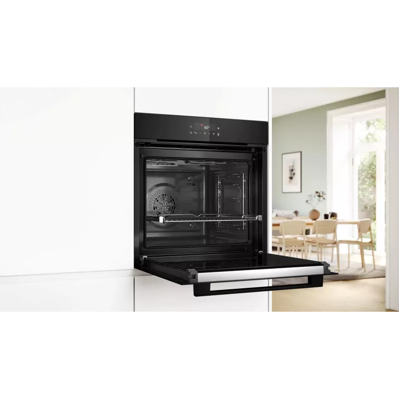 BOSCH HBG571EB4 kalusteisiin asennettava uuni, musta, 71 L, pyrolyyttinen itsepuhdistus, 7 lämmitystapaa