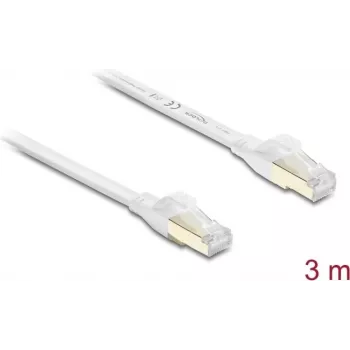 Delock RJ45 litteä patch-kaapeli Cat.8.1 U/FTP jopa 40 Gbit/s 3 m valkoinen (81027)