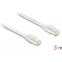 Delock RJ45 litteä patch-kaapeli Cat.8.1 U/FTP jopa 40 Gbit/s 3 m valkoinen (81027)