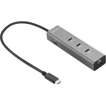 Sandberg USB-C 5-in-1 MediaDock - telakointiasema - hopea/harmaa
