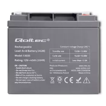 Qoltec 53035 AGM-akku 12V 45Ah 540A