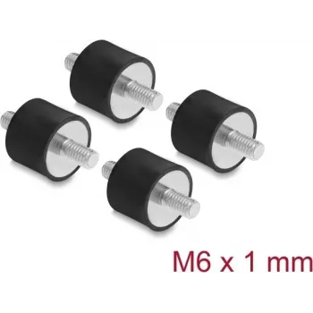 Delock tärinänvaimennin M6 x 1 mm D 20 x K 15 mm 2 x ulkokierteellä 4 kpl musta (60814)