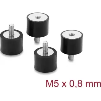 Delock tärinänvaimennin M5 x 0,8 mm D 20 x K 15 mm sisä- ja ulkokierteellä 4 kpl musta (60819)