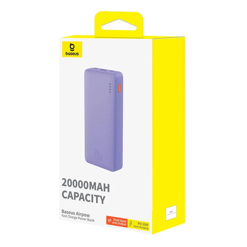 Baseus Airpow - 20 000 mAh 20W varavirtalähde (lila)