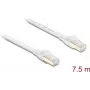 Delock RJ45 litteä verkkokaapeli Cat.8.1 U/FTP 40 Gbit/s asti 7,5 m valkoinen (81029)