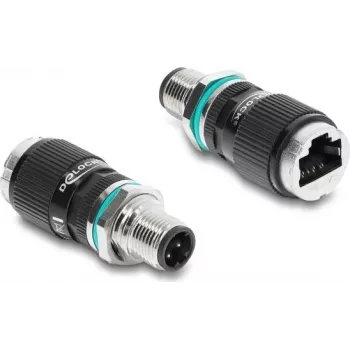 Delock M12-adapteri D-koodattu 4-napainen uros - RJ45-naaras paneeliasennus suora