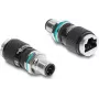 Delock M12-adapteri D-koodattu 4-napainen uros - RJ45-naaras paneeliasennus suora