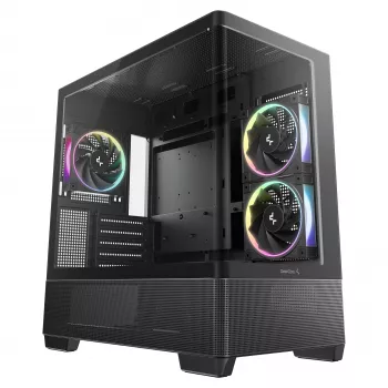 DeepCool CG380U Mid-Tower-kotelo, karkaistu lasi, 3x 120mm ARGB-tuuletinta, musta