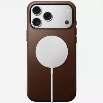 NOMAD Modern Leather -kotelo iPhone 17 Pro Maxille, Horween-nahka, Rustic Brown, MagSafe-yhteensopiva