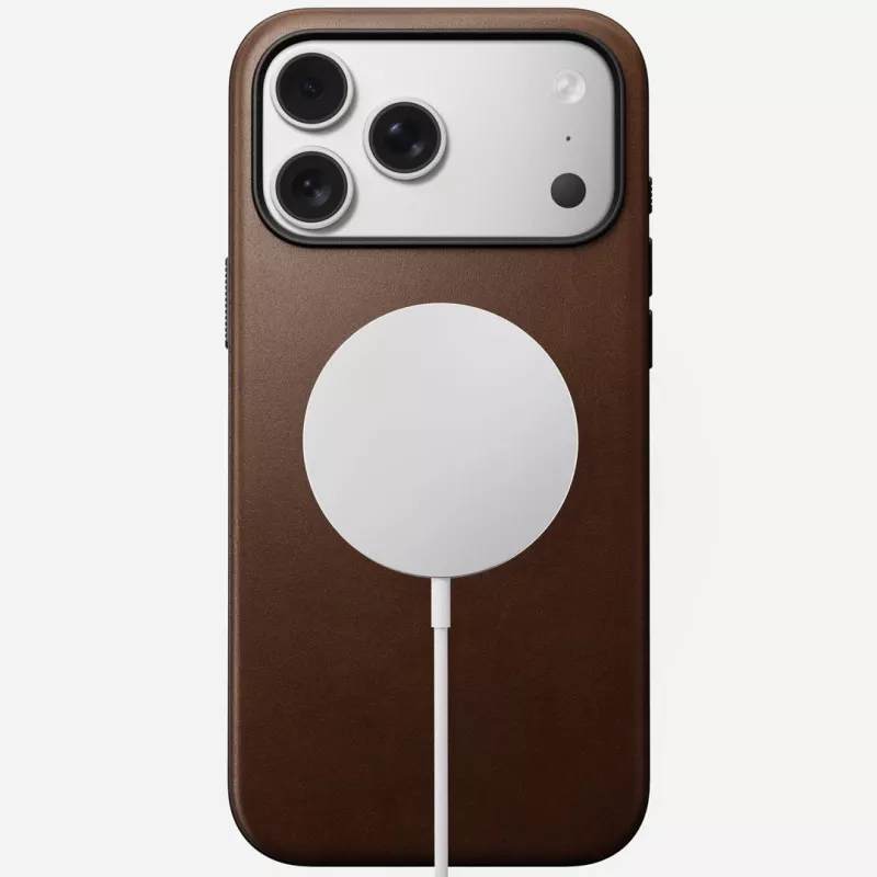 NOMAD Modern Leather -kotelo iPhone 17 Pro Maxille, Horween-nahka, Rustic Brown, MagSafe-yhteensopiva