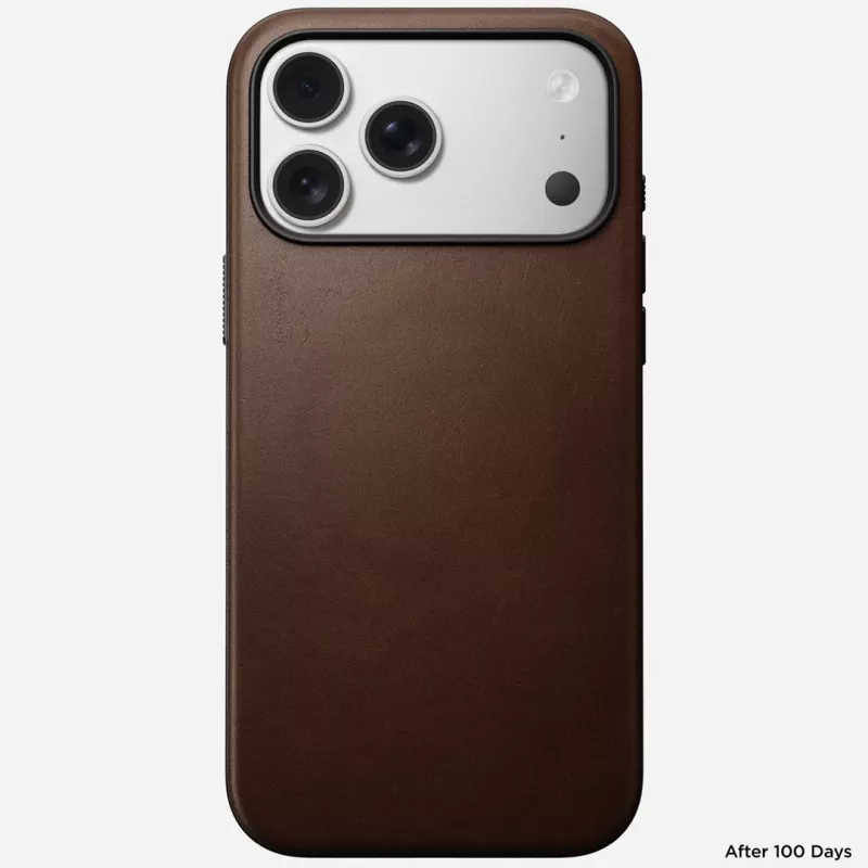 NOMAD Modern Leather -kotelo iPhone 17 Pro Maxille, Horween-nahka, Rustic Brown, MagSafe-yhteensopiva