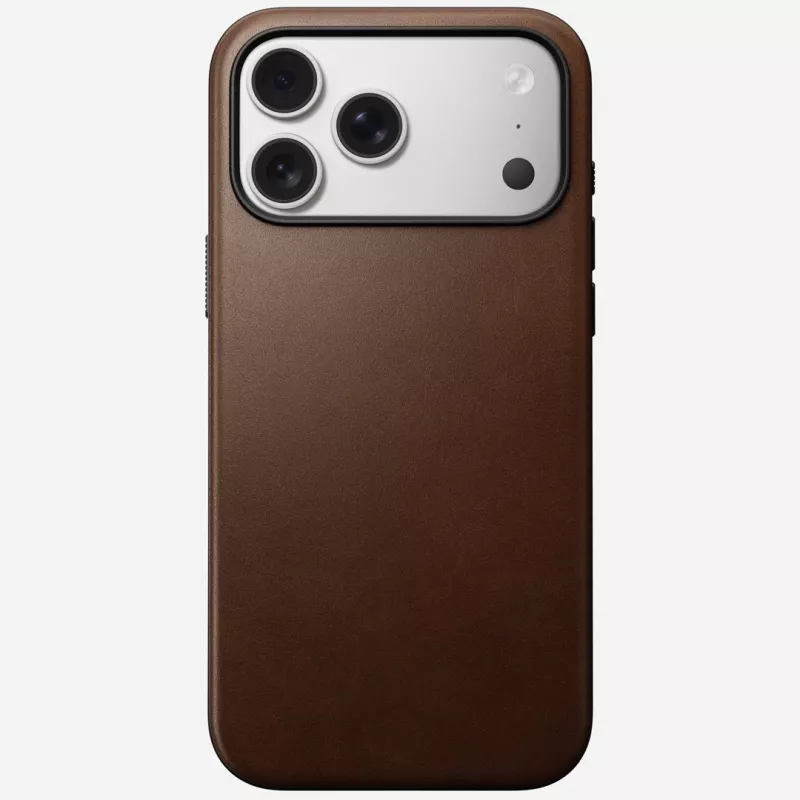 NOMAD Modern Leather -kotelo iPhone 17 Pro Maxille, Horween-nahka, Rustic Brown, MagSafe-yhteensopiva