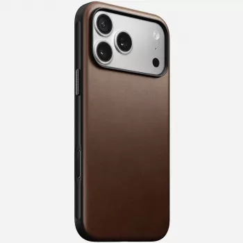 NOMAD Modern Leather -kotelo iPhone 17 Pro Maxille, Horween-nahka, Rustic Brown, MagSafe-yhteensopiva