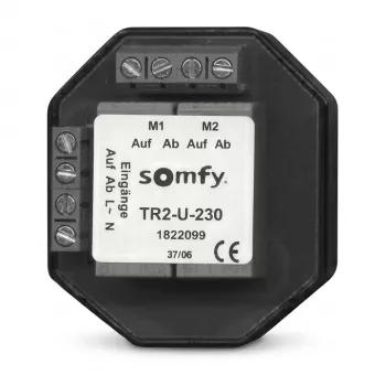 SOMFY 1822099 TR2-U-230 uppoasennettava erotusrele kahdelle moottorille