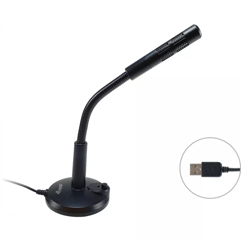 Equip pöytämikrofoni säädettävällä kulmalla, USB-liitäntä, musta