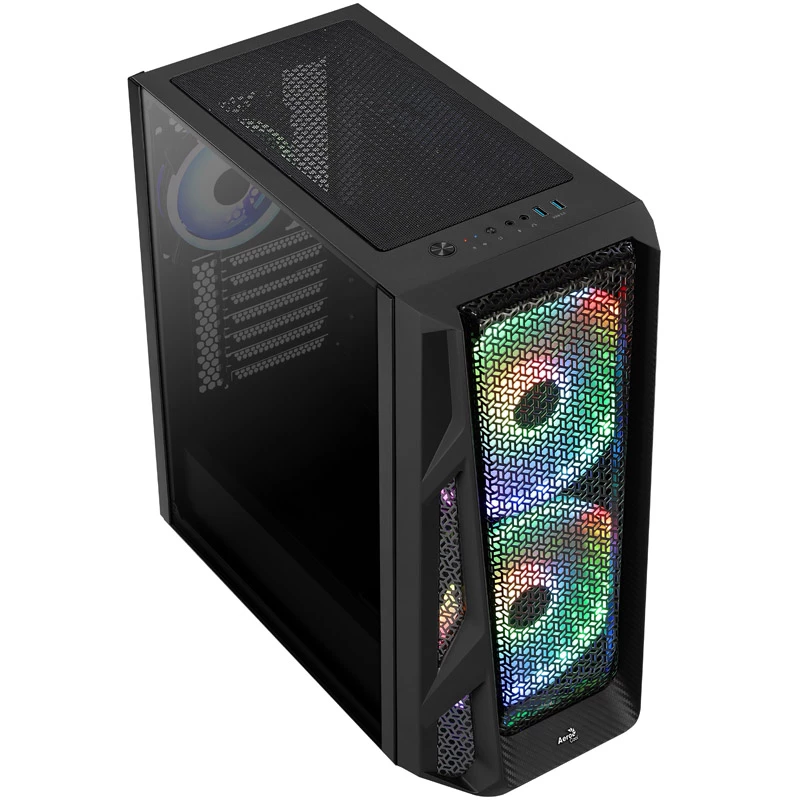 Aerocool AirHawk Duo Midi-tornikotelo, karkaistu lasi - musta