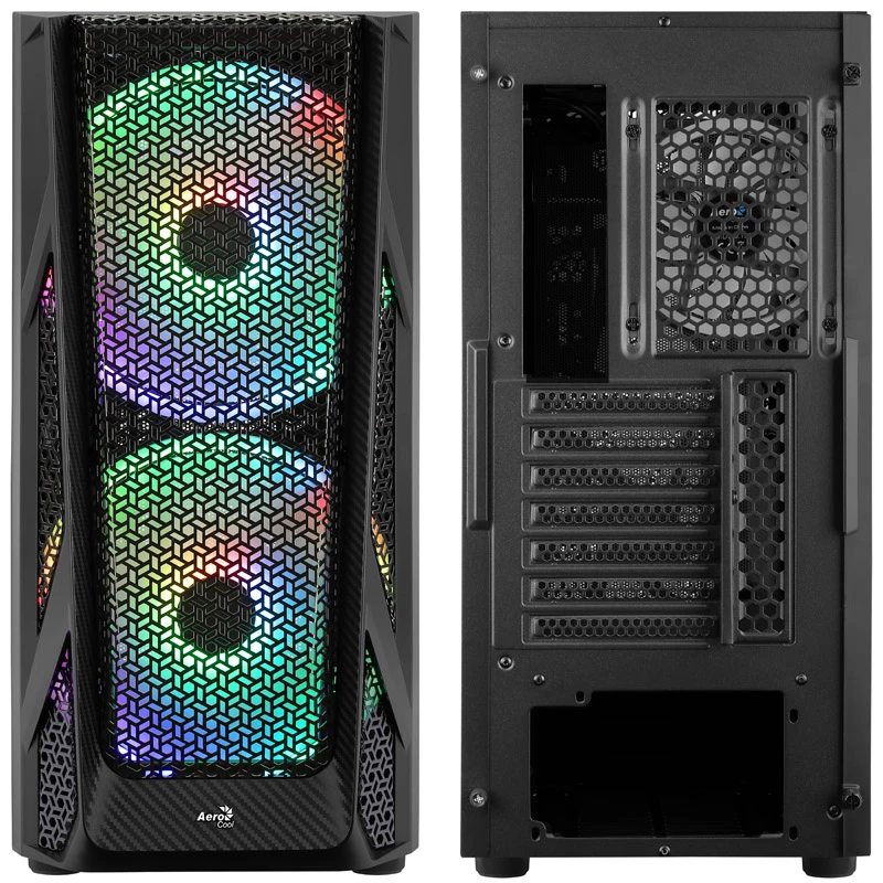 Aerocool AirHawk Duo Midi-tornikotelo, karkaistu lasi - musta