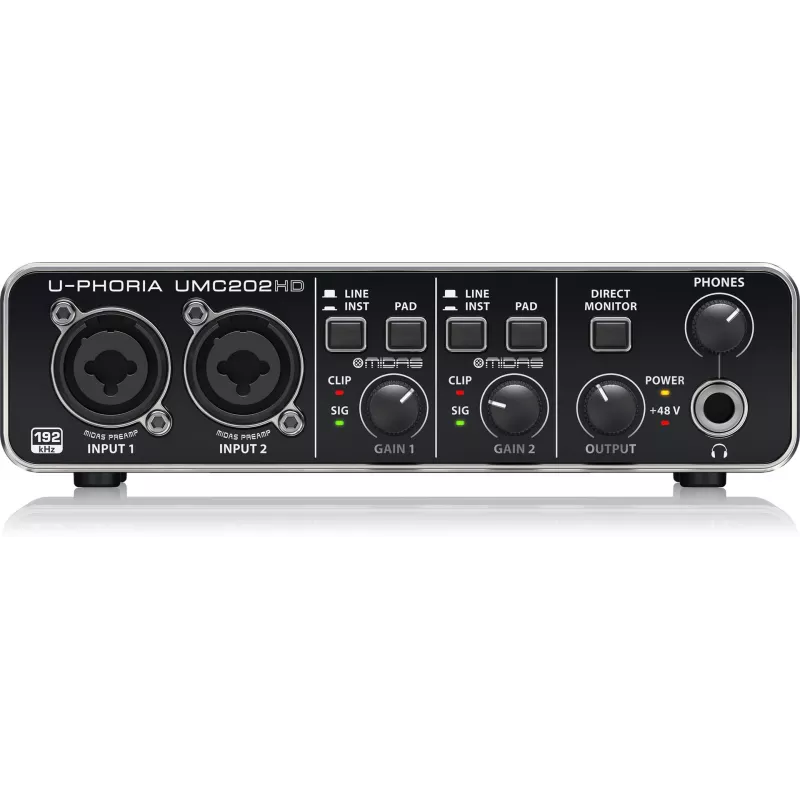Behringer UMC202HD USB-äänikortti MIDAS-esivahvistimilla