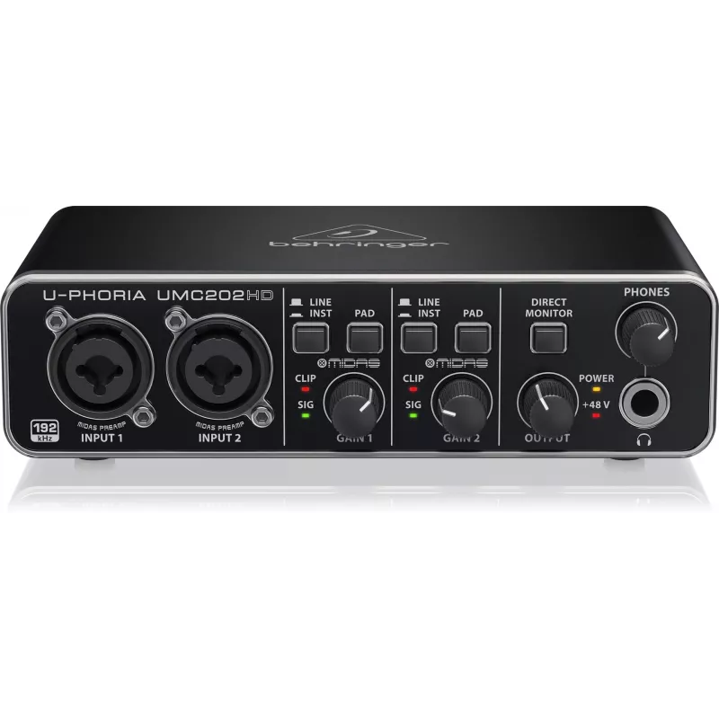 Behringer UMC202HD USB-äänikortti MIDAS-esivahvistimilla