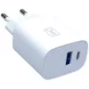 3MK FlowPower 30W USB-A USB-C PD 3.0 QC 4+ seinälaturi valkoinen