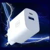3MK FlowPower 30W USB-A USB-C PD 3.0 QC 4+ seinälaturi valkoinen