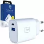 3MK FlowPower 30W USB-A USB-C PD 3.0 QC 4+ seinälaturi valkoinen