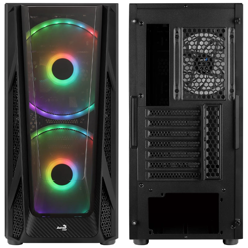 Aerocool NightHawk Duo Midi-Tower, Tempered Glass - musta