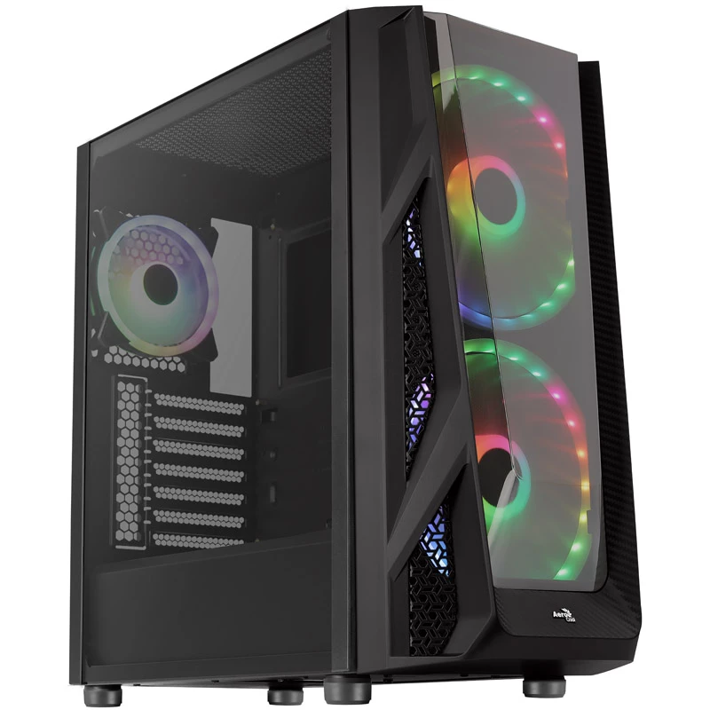 Aerocool NightHawk Duo Midi-Tower, Tempered Glass - musta