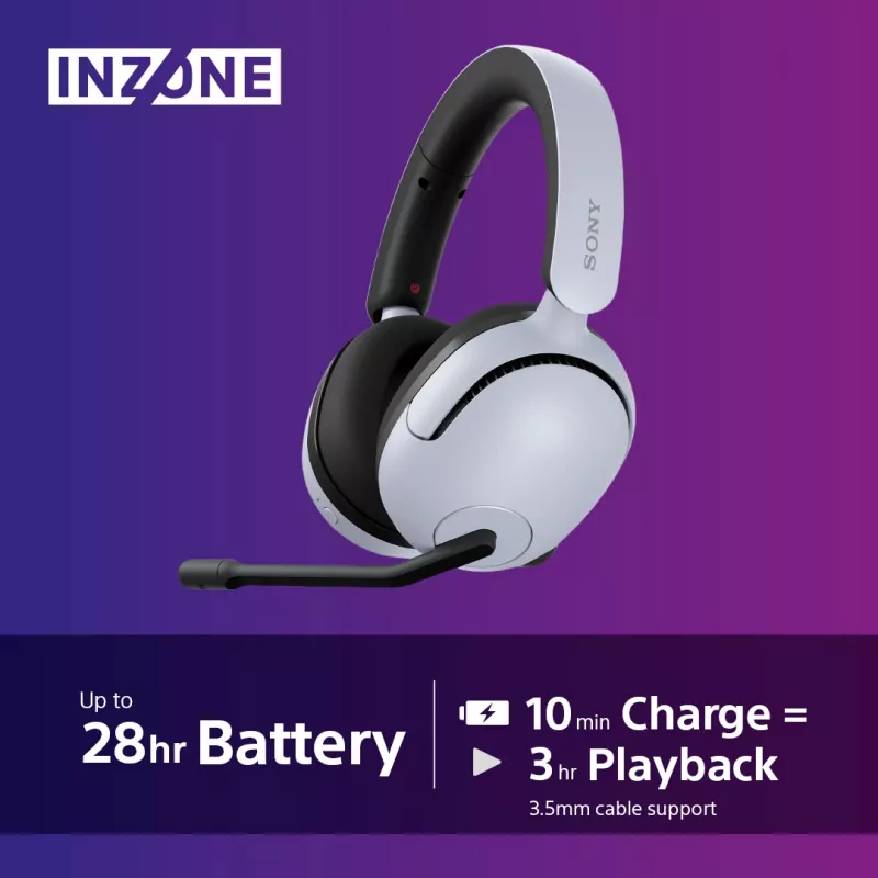 Sony INZONE H5 langaton pelikuuloke over-ear mikrofonilla valkoinen