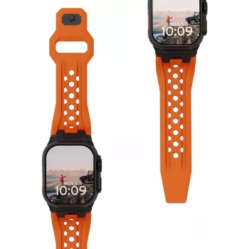 URBAN ARMOR GEAR UAG Monarch Strap Apple Watch Ultra/44/45/46mm - oranssi / titanium black